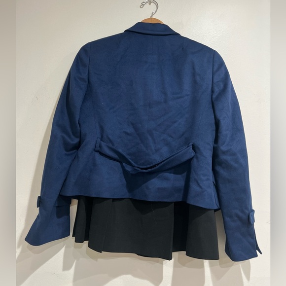 Akris Punto Navy Wool Blazer & Black Skirt Set | Fall Designer Workwear Suit - Picture 4 of 6
